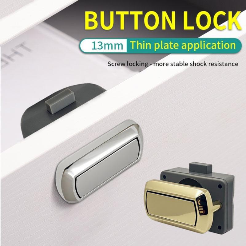 Push Lock Easy Install Keyless Drawer Lock Plastic & Metal Push Button Latches Simple Installation for Home Drawers