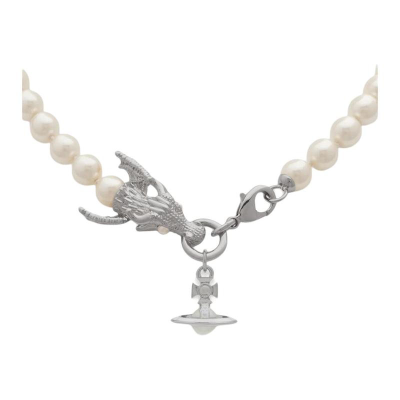 Vivienne Westwood 24 Dragon Saturn Pendant Year of the Dragon Limited Zodiac Limited Pearl Necklace Unisex Couple Model Silver 6301012O02P113