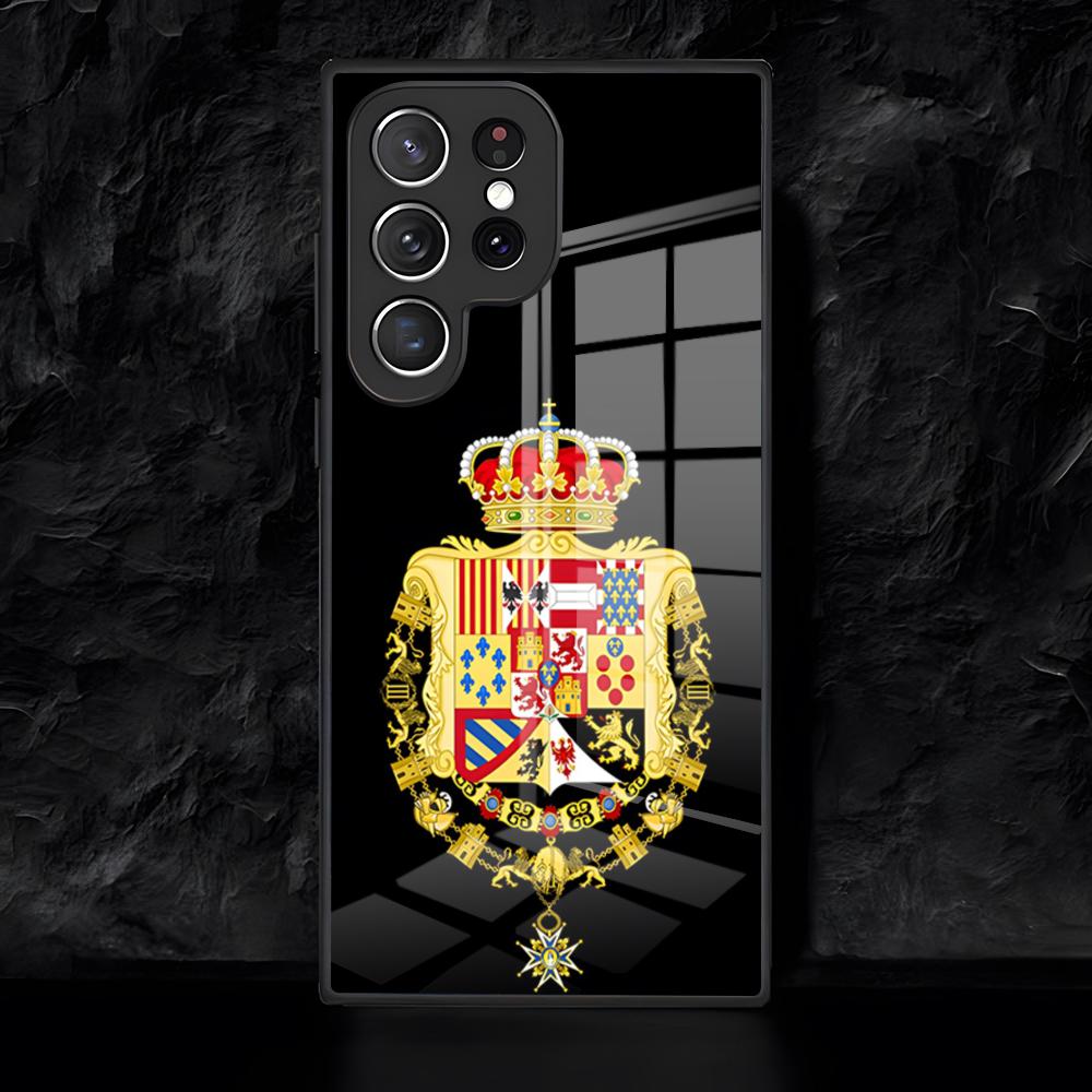 

Spanish City National Emblem Phone Case For Samsung S26 S25 Edge Ultra 24 23 22 21 Ultra Plus Fe A55 56 15 4G 5G Glass Cover Galaxy S21 FE 5G