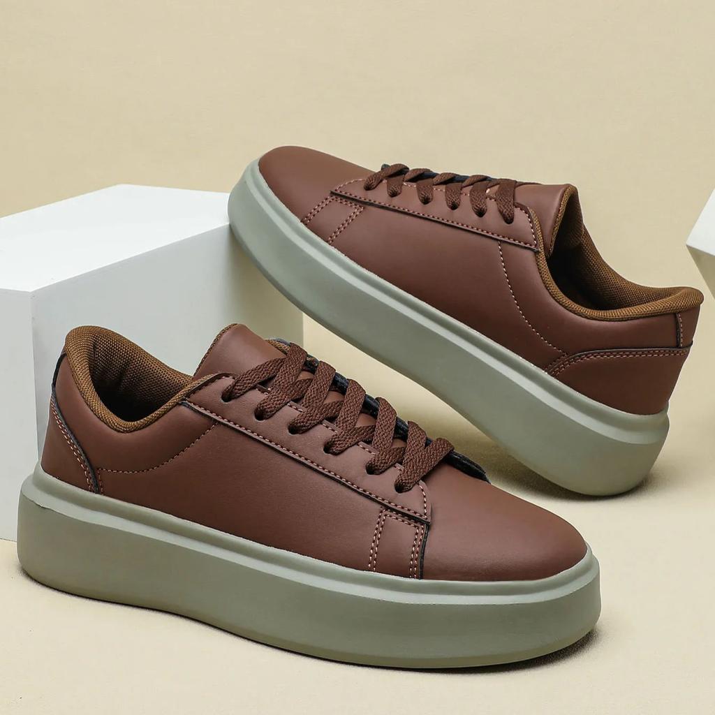 Retro Chunky Sneakers Women Fashion Platform Shoes Men Casual Sneakers Waterproof Walking Shoes PU Leather Outdoor Footwear
