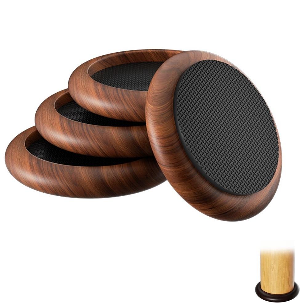 4pcs Non Slip Furniture Leg Pads Wood Grain Color Round Foot Protectors For Sofa Chairs Tables Easy Installation
