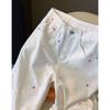 Small floral embroidered white jeans women's autumn new design straight-leg pants wide-leg niche floor-mopping pants