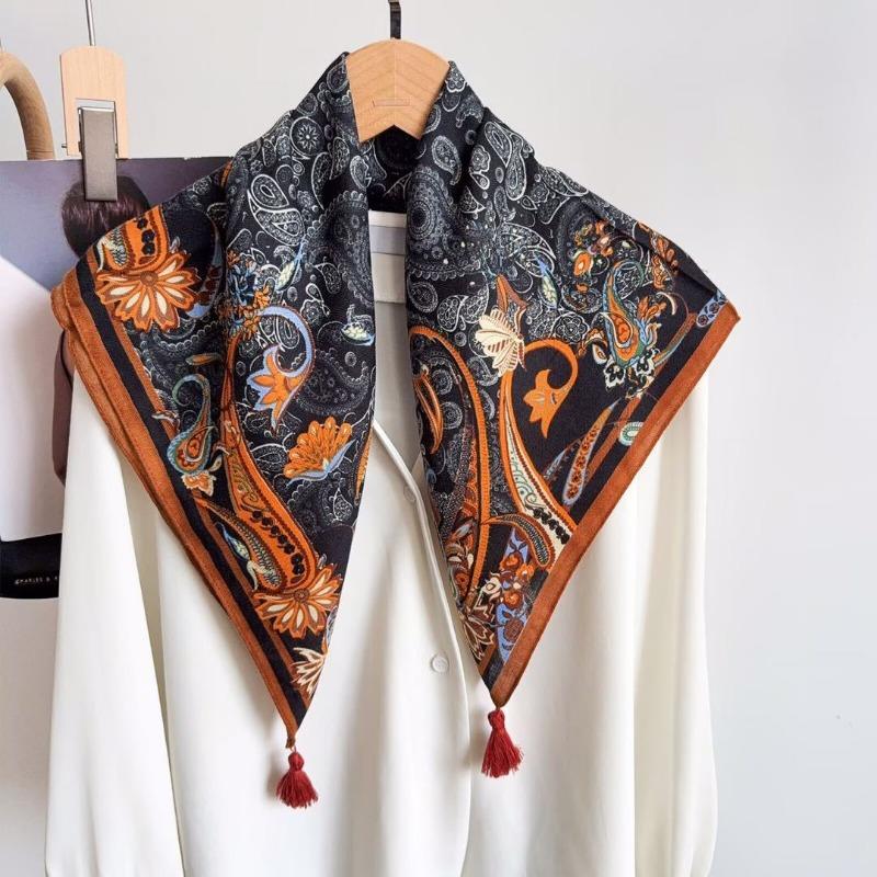 Vintage Tassel Square Scarf Women S Versatile Elegant Shawl