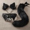 Faux-Faux-Fleece Cat Ears Headband and Tail Bell Collar Set Soft