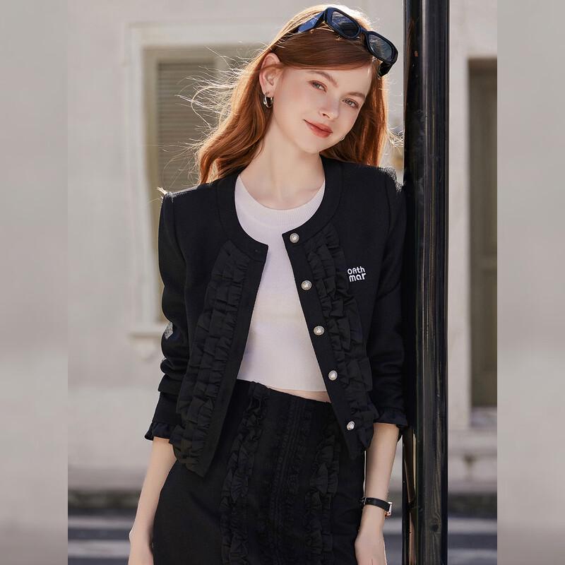 Bailuyu Elegant Ruffle Trim Short Jacket M