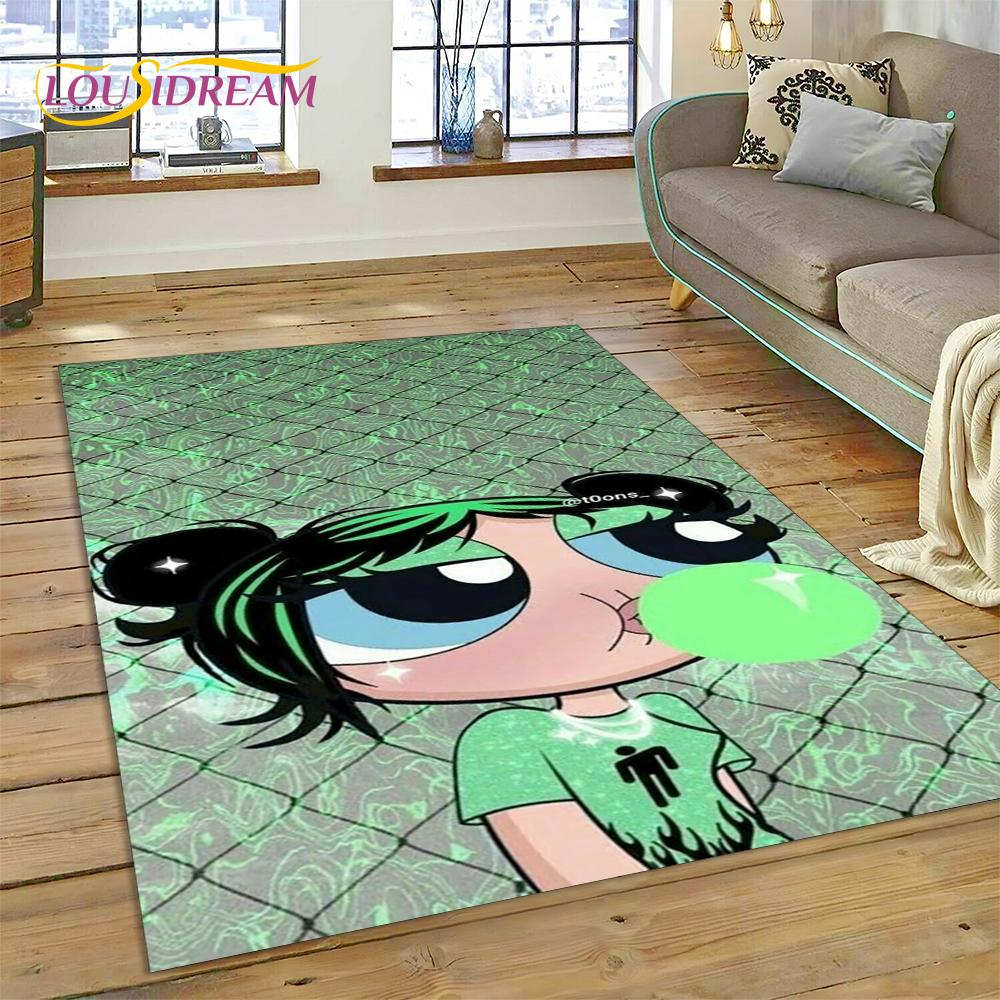 Cartoon Cute P-Powerpuff Girl Rug Carpet for Living Room Bedroom Home Decor,Floor Mat Non-slip Decoration for Sofa Doormat Gift