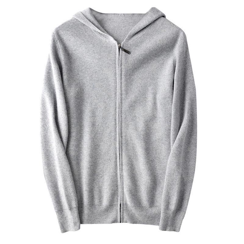 Cardigan Sweats à capuche zippé pour homme Printemps/Automne 2024 - Sweat à capuche en maille unie