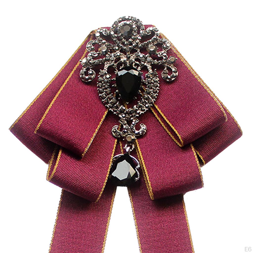 Bow Tie for Women Bowknot Necktie Vintage College Style Elegant Ribbon Formal Fashion Brooch Pin