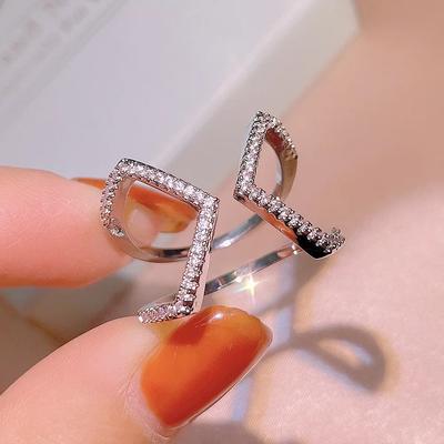 Simple Personality Original  Sterling Silver Open Ring For Wedding Women Party Exaggeration Zircon Fine  Anillos Mujer