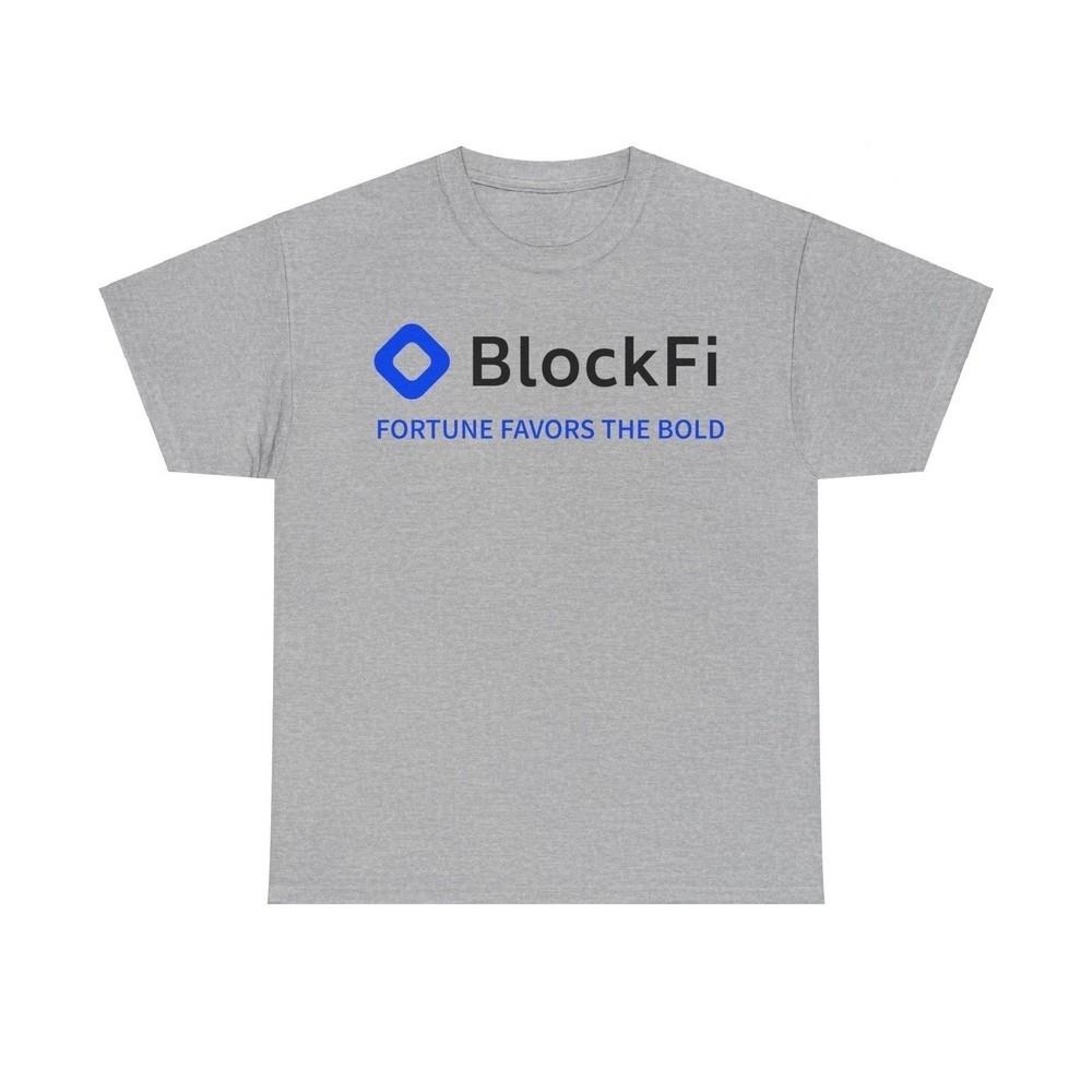 

BlockFi Logo T-Shirt: Fortune Favors The Brave L