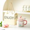 Tulip Rabbit Flower Couple Mug Creative High Value Home Office Ceramic Cup Coffee Cup with Lid