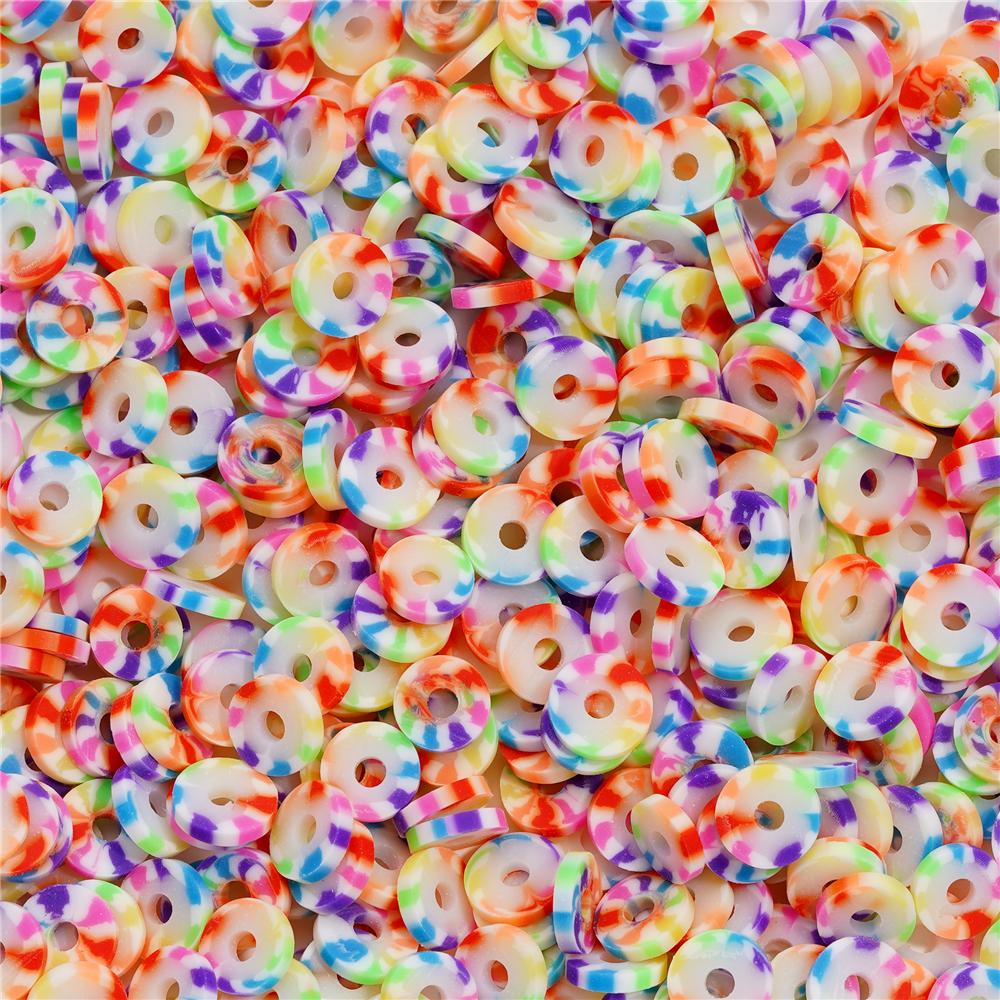 350pcs 6mm Flat Round Polymer Clay Beads Loose Spacer Beads for Jewelry Making DIY Needlework Bracelet Necklace Accessories