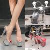 Fashion Women Designer Sandals Nightclub Model Shoes Super High Heels 16.5Cm Stiletto Sandals Transparent Crystal Shoes