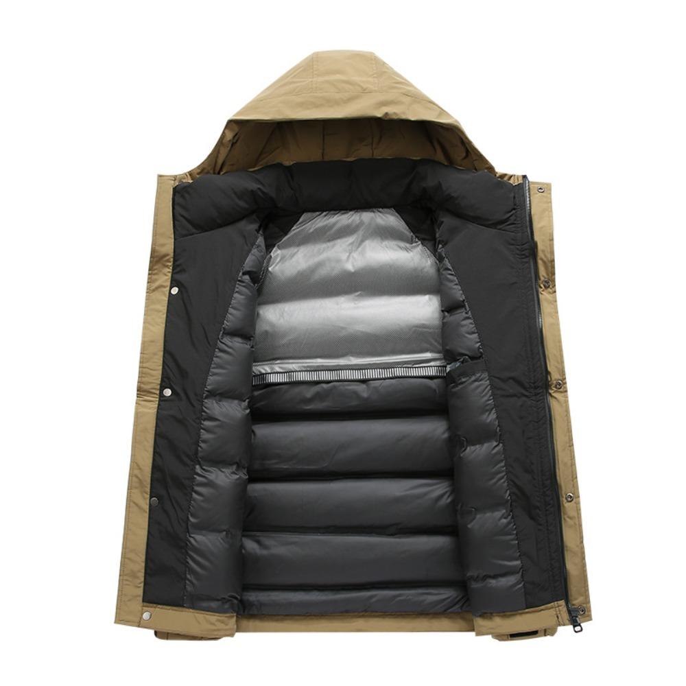 Down jacket men's new winter white duck down thickened hooded jacket fashion trend casual versatile down coat