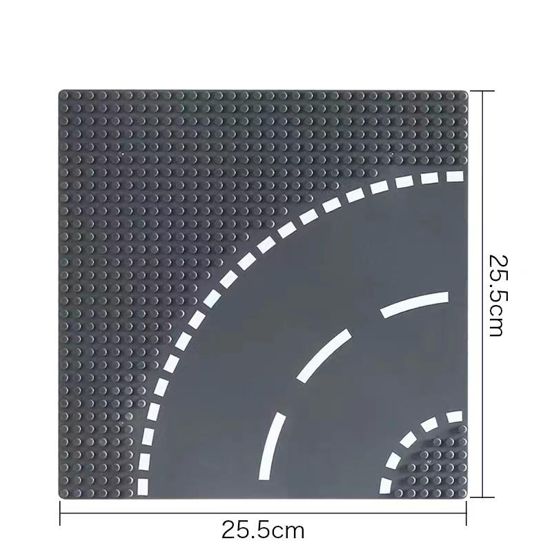 25,5x25,5cm Bausteine Grundplatte Stadtstraße Straßen-Grundplatte Gerade Kreuzung Kurve T-Kreuzung Kinder Bausteine Spielzeug