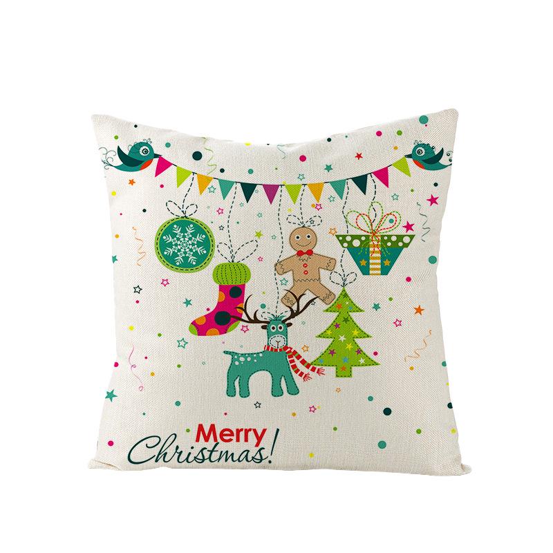 Christmas Polyester Pillow Cover Cartoon Digital Print Cushion Cover New Home Decoration Cushion Cover