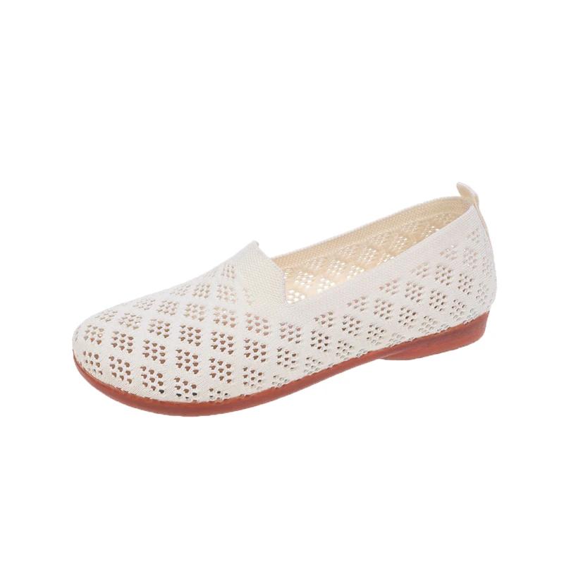 Summer Mesh Fabrics Breathable Flats Women Shoes Ventilate Lace Leisure Loafers Mom Shoes Comfort Casual Light Sneakers