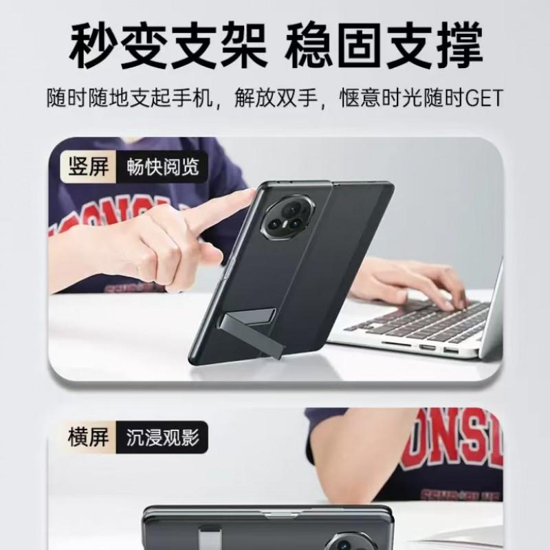 Premium Genuine Leather Flip Case Honor Magic V5 V3 With Smart Window Magnetic Kickstand Drop Protection