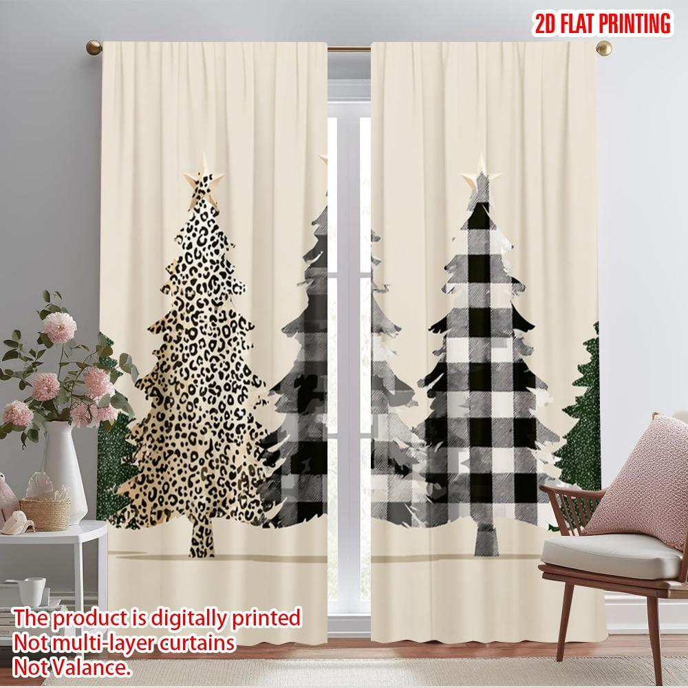 

2pcs,2D plane printing Minimalist Curtains leopard pine 100% Polyester (without rod) Holiday for Study, Living Room, Kitchen - 52.50×116.00 CM 2pcs