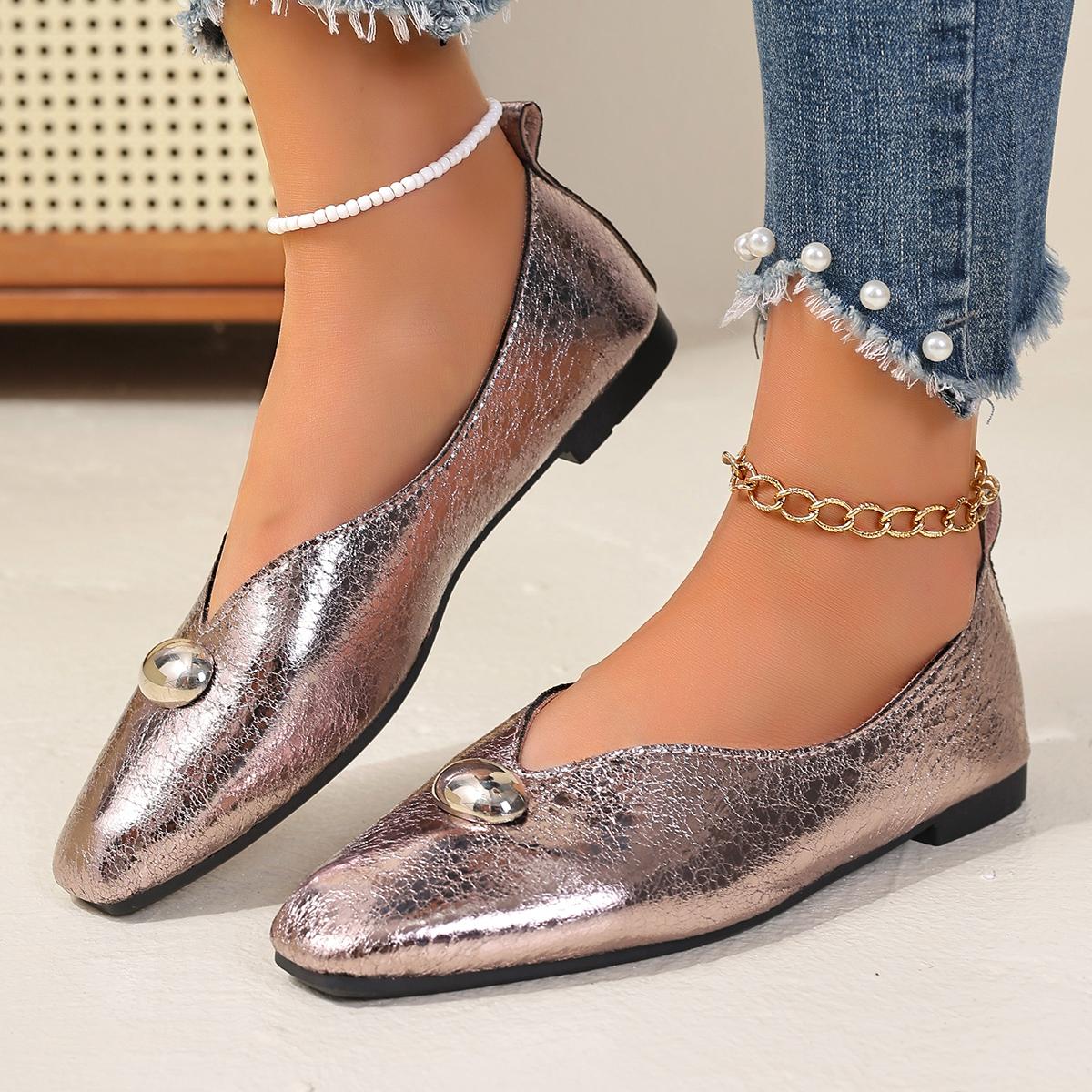 2025 New Soft-soled Flats Shoes Breathable Retro Women Shoes Fashion Women Shoes Fashion Gold Silver Shallow Flat Shoes 952 38 2618₽