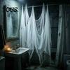 Reusable Halloween Party Decor Gauze Fabric, White/Black Creepy Cloth for Spooky Drapey Scrim Porches Decks Haunted House Decorations, Indoor Outdoor