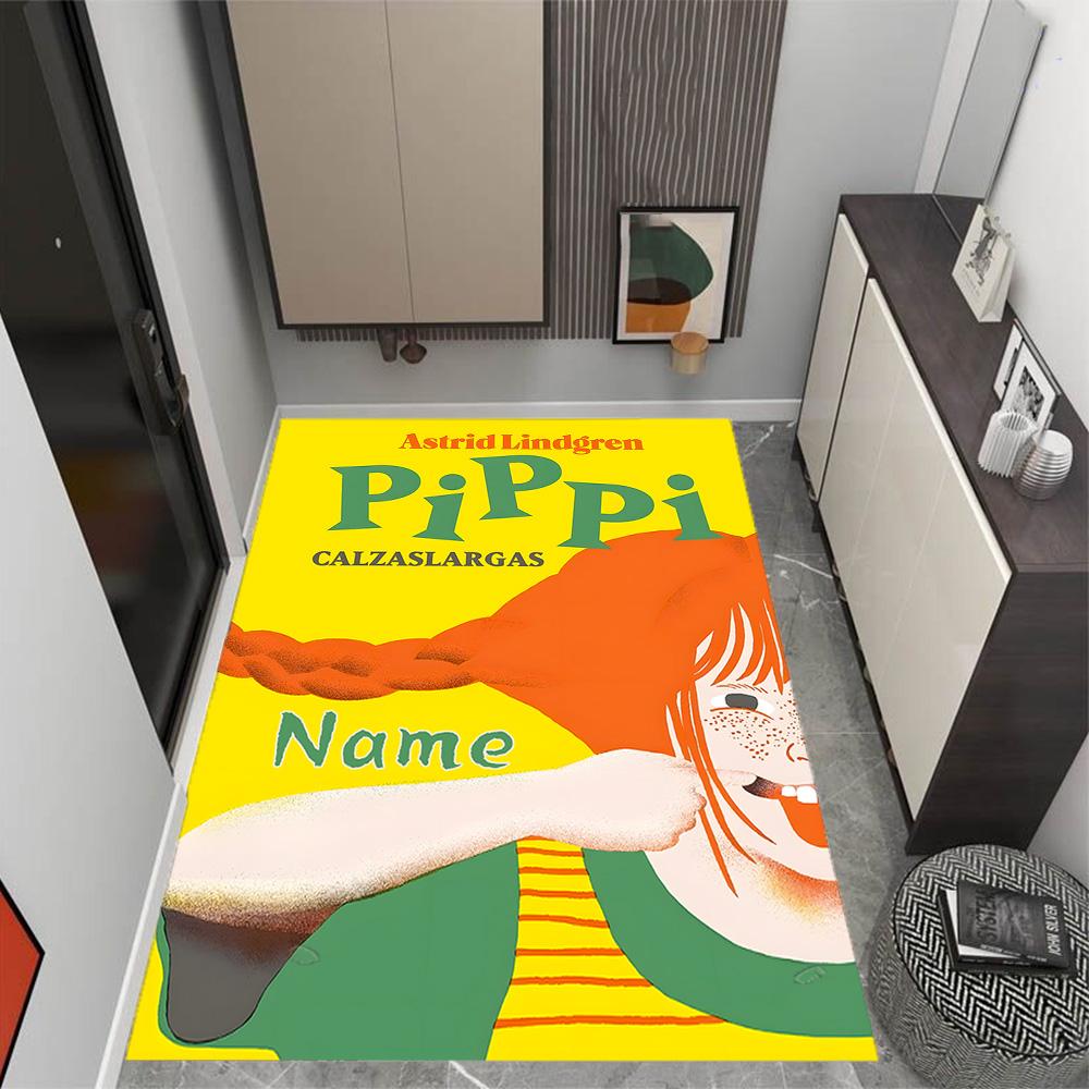 Pippi Monkey Friend. Customized Name Area Rug Suitable for Dormitory Hallway Playrooms Dining Room Anti-slip Rug Office home decor