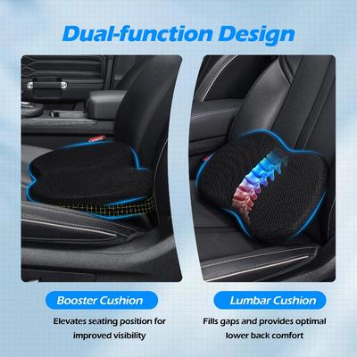 Memory Foam Wedge Seat Cushion for Car & Truck Driver, Ergonomic Pain Relief Pad for Sciatica, Tailbone & Back Support, Black
