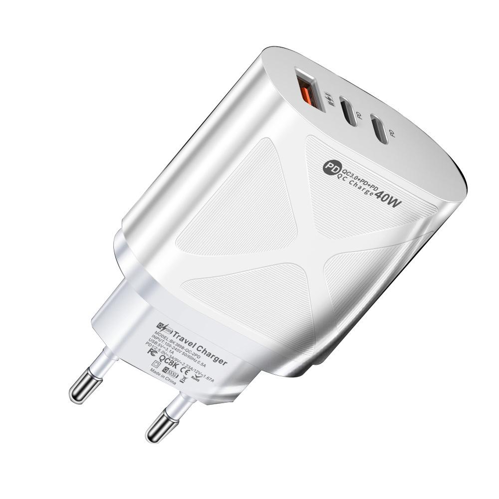 2,4A LED-Reise-Ladegerät mit Lichtern, USB + Dual-PD-Typ-C-Anschlüssen, EU/US-kompatibel