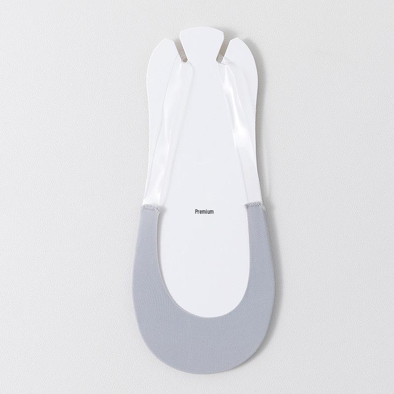 

Ice Silk Women s No-Show Boat Socks - Anti-Slip, Breathable, Cotton Bottom, Summer Thin, Low-Cut High Heel Design Basic White Card