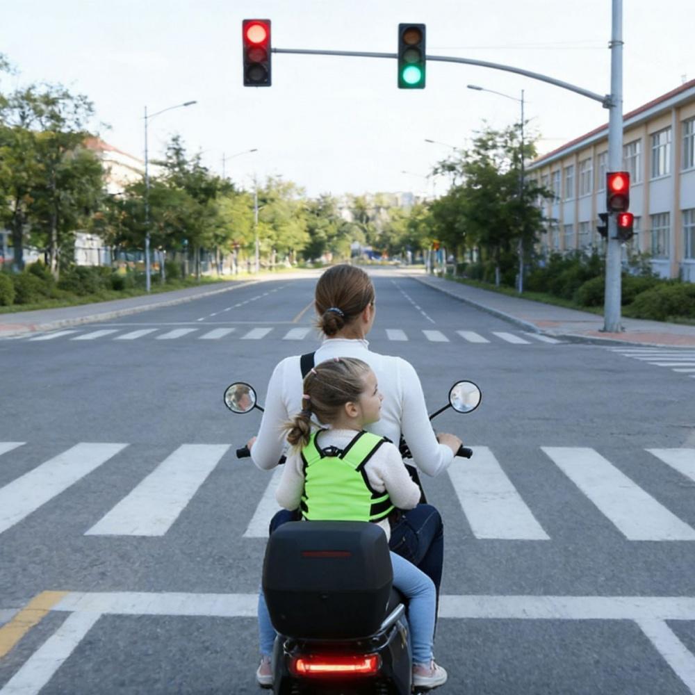 LED Kids Safety Harness for Electric Bike, Motorcycle Children Seat Fixing Strap, Portable Riding Carrier Belt for Scooter Cycling Outdoor Use