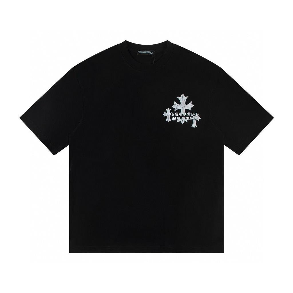 W372 CHROME HEARTS 2025 Summer New High Quality Cotton Round Neck Loose Large Size Men's and Women's T-shirt Couple T-shirt