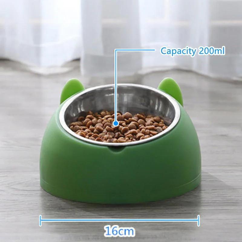 Detachable Pet Bowl Cute Cat and Dog Bowl Protection Cervical Vertebra 15 Degree Oblique Mouth Pet Stainless Steel Food Bowls