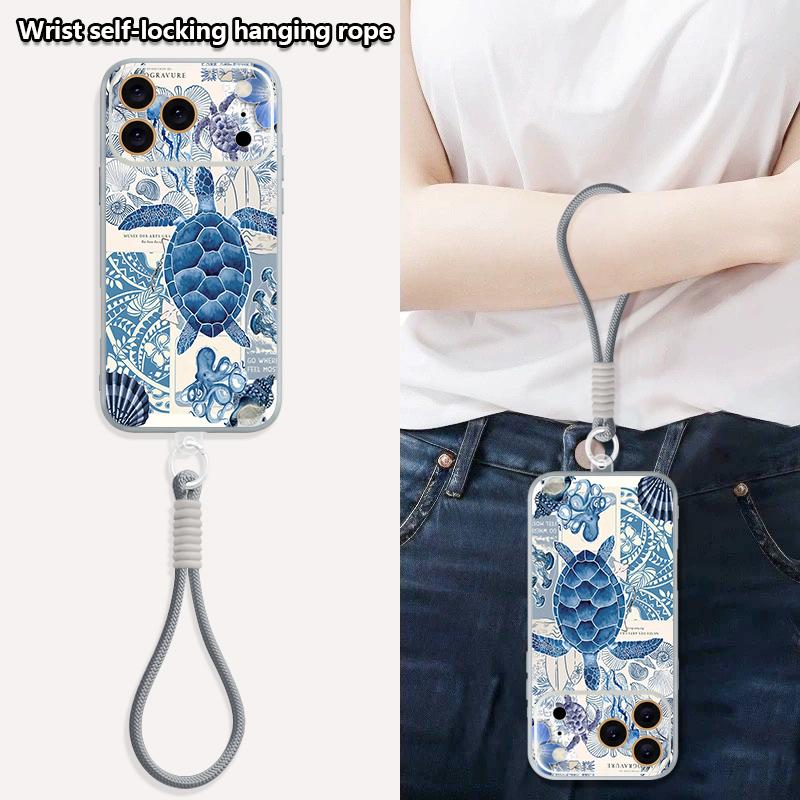 Turtle Fish Print Hand Strap Case For iPhone 17 Pro Max iPhone 16 15 14 13 Pro Max Magnetic For Magsafe Hybrid TPU+PC Matte Cover