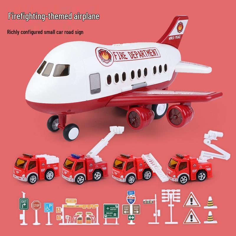 Extra Large Inertial Toy Airplane with Storage, Lights & Music - Educational Toy Set for Kids
