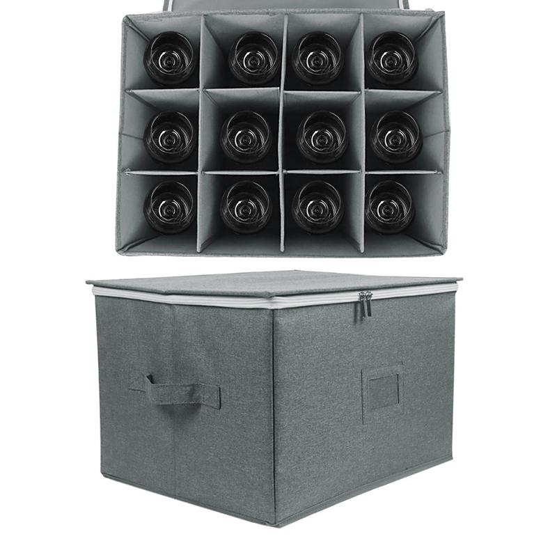 12 stk Glass Vinglass Stenkvarer Oppbevaringsbokser med skillevegger