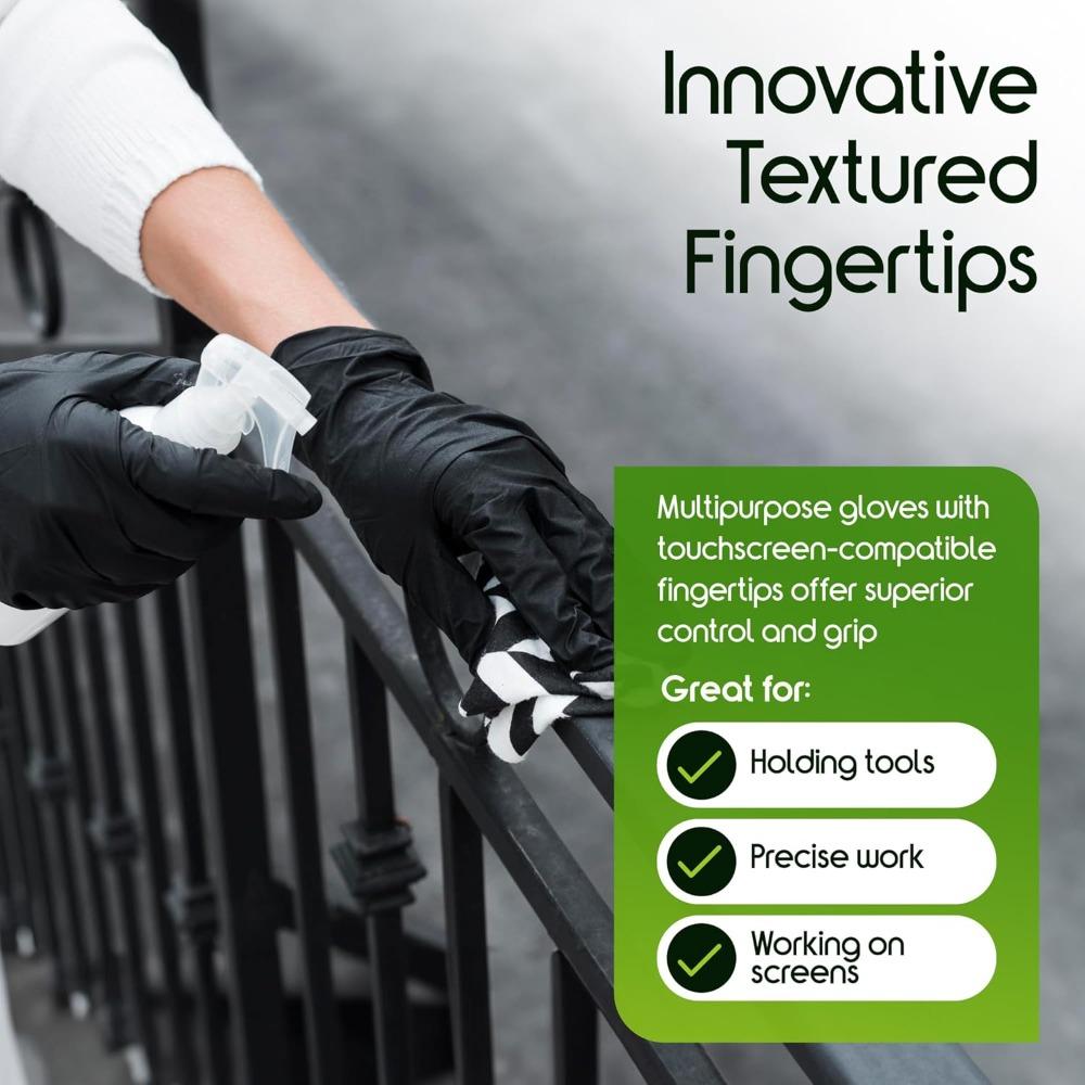 Nitrile Gloves HEAVY DUTY Nitrile Chemical Resistant Medical Cooking Cleaning Disposable Black Gloves