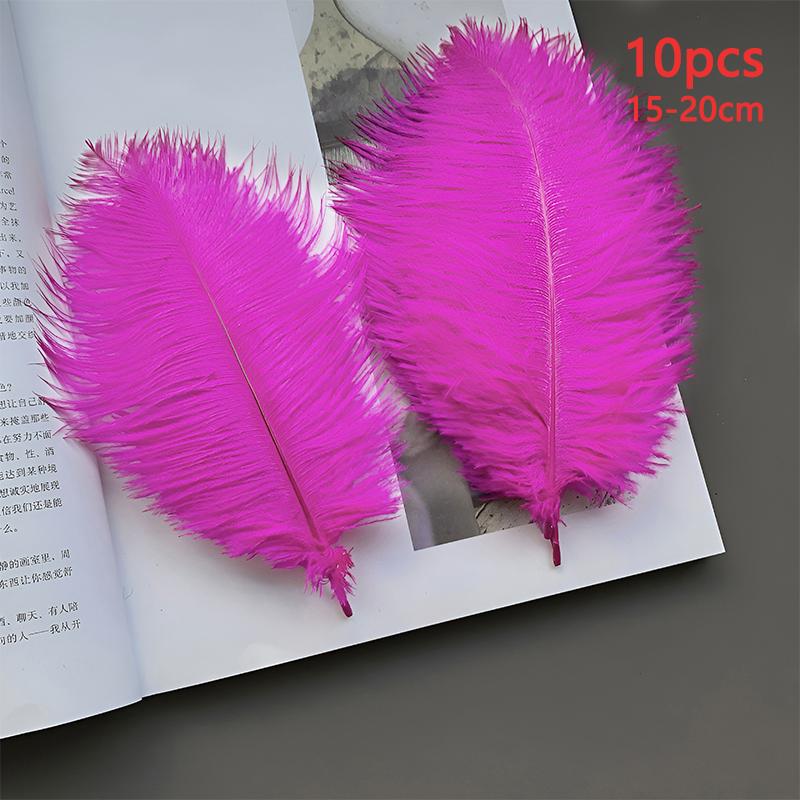 10pcs Feathers Ostrich 15-20cm Royal Blue Black White Pink Trim For Sewing Clothes Fabric Outfit Plumas Crafts Mixed Colors Hat