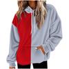Unisex Color Block Hoodie with Pockets - Long Sleeve Flannel Pullover