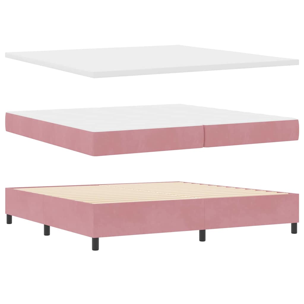 Box Spring Bed with Mattress and Headboard Pink 200 x 200 cm Velvet