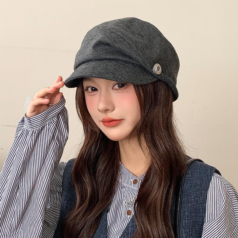 Japanese Pleated Silver Beret Children S Season Retro Casual Versatile Literary And Artistic Face Small Newsboy Painter Hat one size fits all【54-60cm】