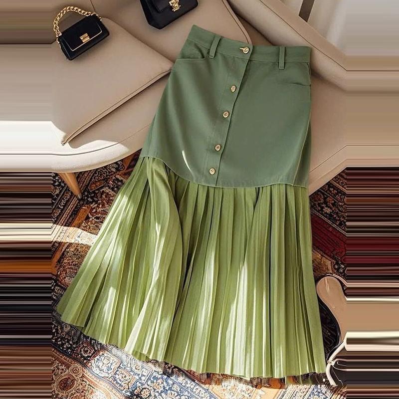 

ZANZEA Женская летняя повседневная лоскутная облегающая юбка 4XL зелёный