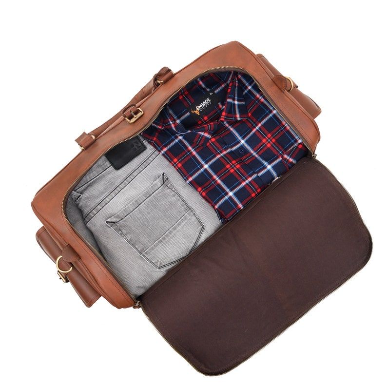 Leather Duffle Bag: Handmade Weekender Travel Bag