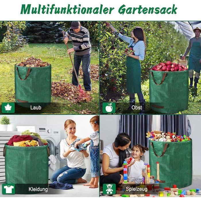 Sac de jardin - Lot de 3 272 L - Pliables - Étanches - Réutilisables