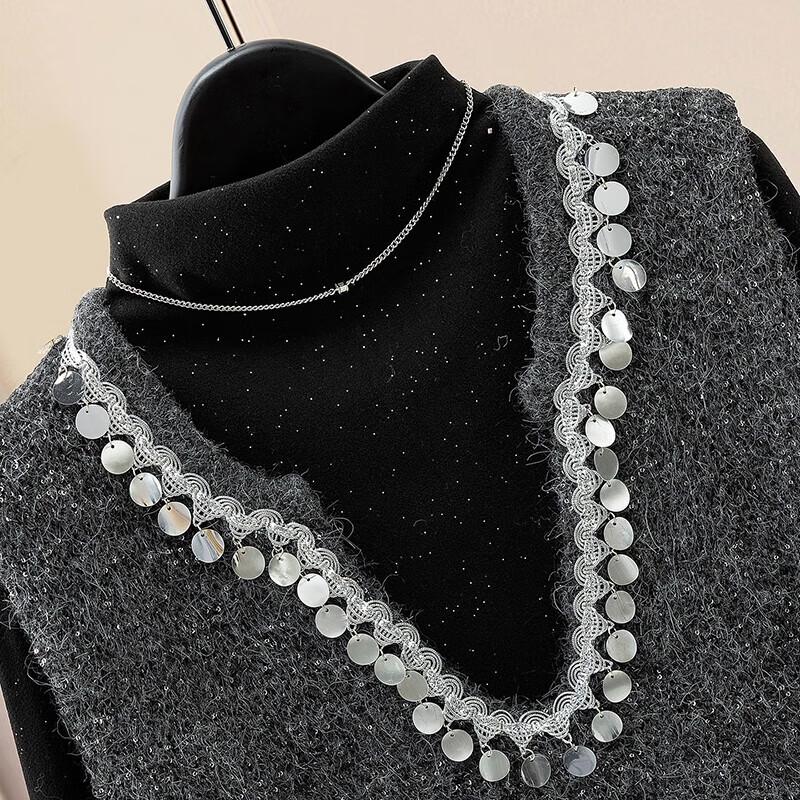 Women's V-Neck Sequin Knitted Vest