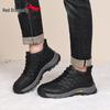 Red Dragonfly Men's High-Top Cold-Proof Winter Shoes - Warm Velvet Lining for Elderly and Middle-Aged Dads