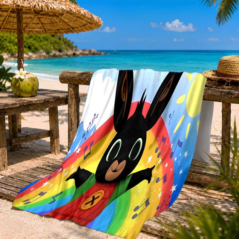Rainbow Bing Friends Singing Beach Towel Microfiber Beach Towel, Lightweight and Quick-Dry, for Summer Travel, Swimming Pool Fan Birthday Gift