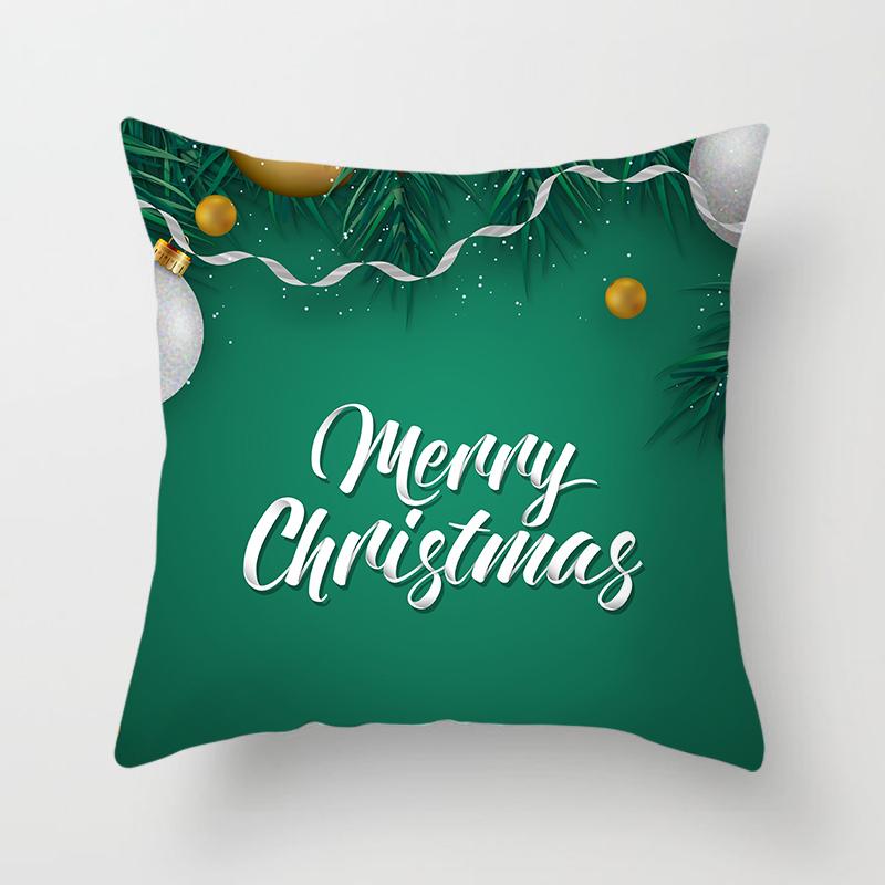 Merry Christmas Printed Green Pillowcase  Style Cushion Cover Home Sofa Decor Throw