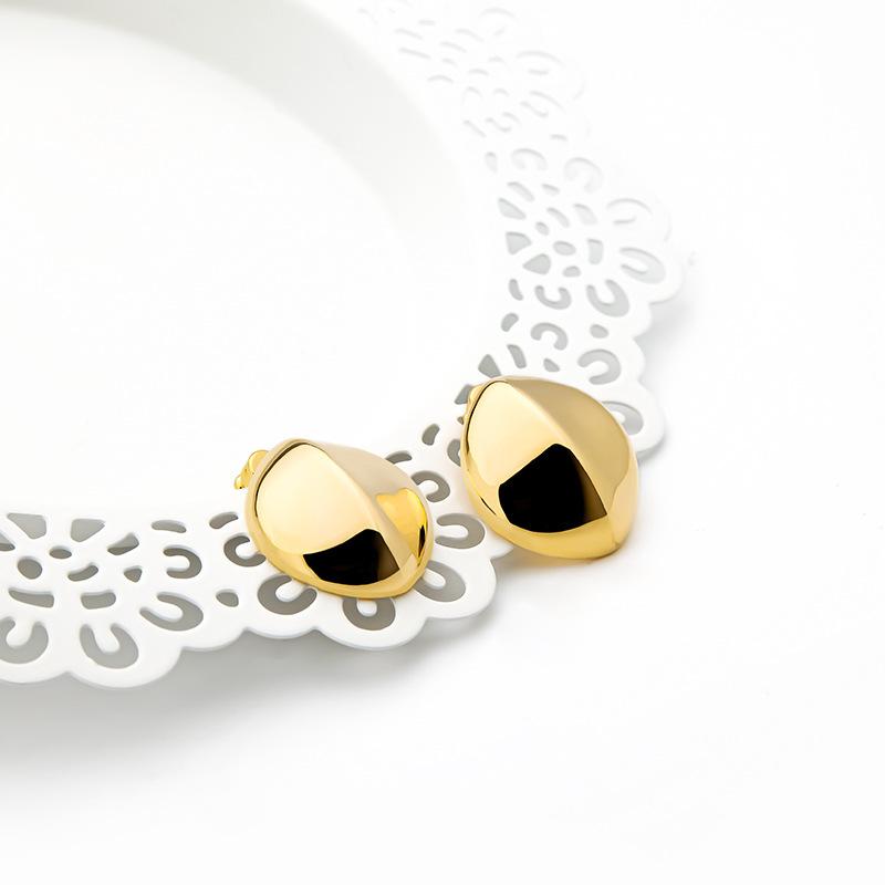 New 18k gold-plated mirror model, retro earrings, simple Doudou glossy earrings, personalized stud earrings, women, Europe and the United States