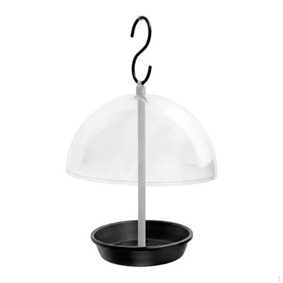 Hanging Bird Feeder Black Metal Dome Hooked Hanger for Outdoor