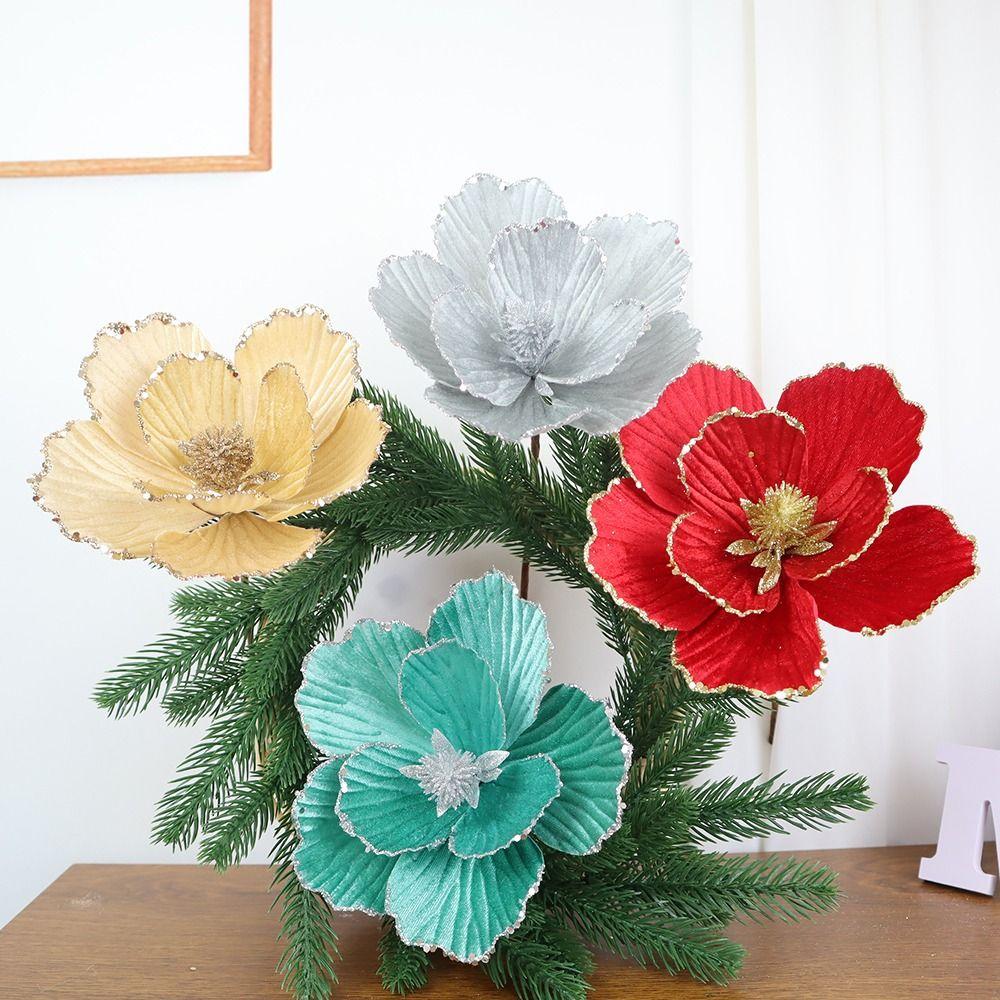 Exquisite Design Glitter Christmas Flower DIY Artificial Flowers  New Year